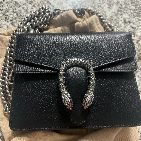 Gucci Dionysus Chic Black Crossbody Bag with Silver Accents